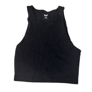 TNA Seamless Ribbed Tank Top‎ Black High Neck Crop 2XS Aritzia